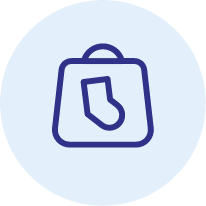 Wash bag icon on light blue button