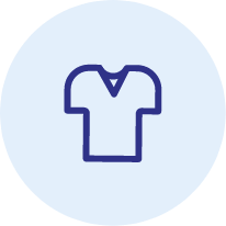 Clothes icon on light blue button